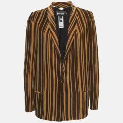 Pre Owned Just Cavalli Brown/Gold Striped Metallic Blend Regular Blazer M