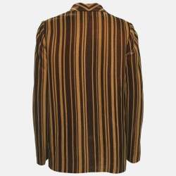 Pre Owned Just Cavalli Brown/Gold Striped Metallic Blend Regular Blazer M