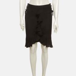 Pre Owned Just Cavalli Black Crepe Ruffle Mini Skirt M