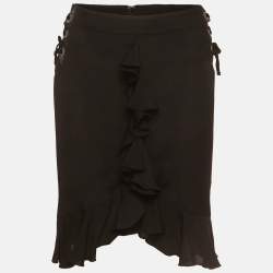 Pre Owned Just Cavalli Black Crepe Ruffle Mini Skirt M