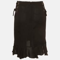 Pre Owned Just Cavalli Black Crepe Ruffle Mini Skirt M
