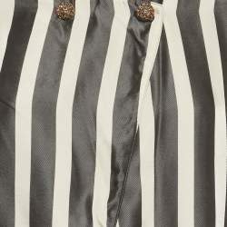 Pre Owned Just Cavalli Black & Cream Striped Crepe Open Front Blazer M