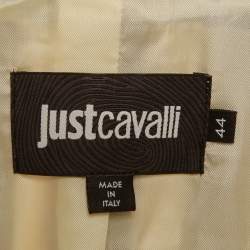 Pre Owned Just Cavalli Black & Cream Striped Crepe Open Front Blazer M