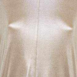 Pre Owned بلوزة ذات حاشية غير متساوية معدنية ذهبية بأكمام طويلة من جيرسي جاست كافالي مقاس متوسط - ميديم