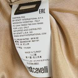 Pre Owned بلوزة ذات حاشية غير متساوية معدنية ذهبية بأكمام طويلة من جيرسي جاست كافالي مقاس متوسط - ميديم