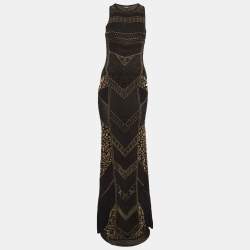 Pre Owned Just Cavalli Black Lurex Knit Sleeveless Maxi Dress M