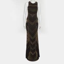 Pre Owned Just Cavalli Black Lurex Knit Sleeveless Maxi Dress M