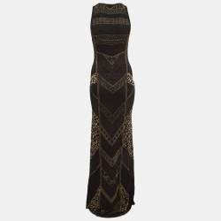 Pre Owned Just Cavalli Black Lurex Knit Sleeveless Maxi Dress M
