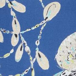 Pre Owned Just Cavalli Blue Printed Jersey Knee Length Dress L