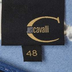 Pre Owned Just Cavalli Blue Printed Jersey Knee Length Dress L