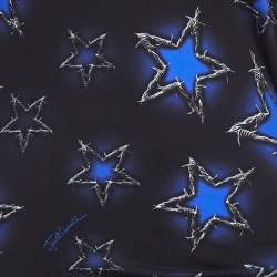 Pre Owned Just Cavalli Black/Blue Star Printed Jersey Midi Dress M
