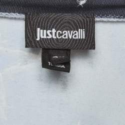 Pre Owned Just Cavalli Black/Blue Star Printed Jersey Midi Dress M