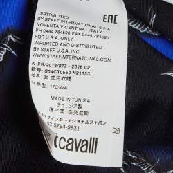 Pre Owned Just Cavalli Black/Blue Star Printed Jersey Midi Dress M