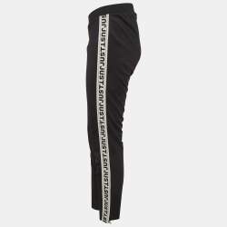 Pre Owned Just Cavalli Black Knit Logo Tape Detail Pants M