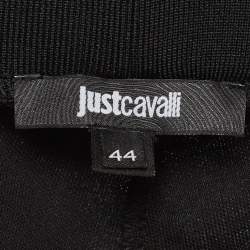 Pre Owned Just Cavalli Black Knit Logo Tape Detail Pants M