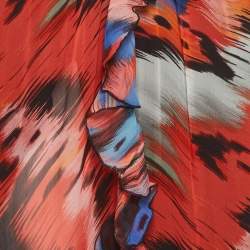مملوكة مسبقًا Just Cavalli Multicolour Abstract Print Crepe Ruffled Maxi Skirt M
