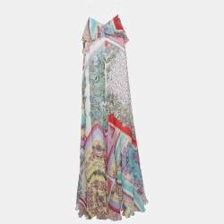 Pre Owned Just Cavalli Multicolour Abstract Print Crepe Strappy Maxi Dress M