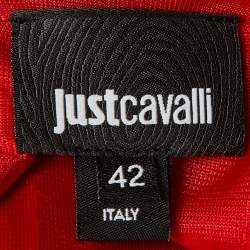 Pre Owned Just Cavalli Red Jersey Pleated Jumpsuit M