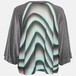 Pre Owned Just Cavalli Green Printed Jersey and Lurex T-Shirt L