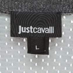 Pre Owned Just Cavalli Green Printed Jersey and Lurex T-Shirt L