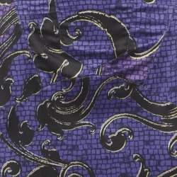 Pre Owned Just Cavalli Purple Printed Satin Asymmetric Midi Skirt M
