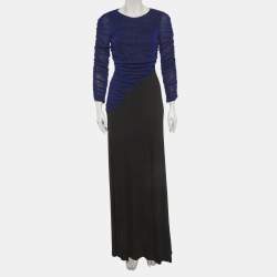 Pre Owned فستان جاست كافالي بلو لوريكس محبوك وجيرسي ماكسي مقاس متوسط