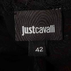 Pre Owned Just Cavalli Red/Black Printed Crepe Asymmetric Short Dress M