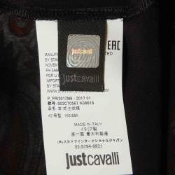 Pre Owned Just Cavalli Red/Black Printed Crepe Asymmetric Short Dress M