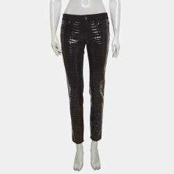 Pre Owned Just Cavalli Black Snakeskin Pattern Jersey Pants M