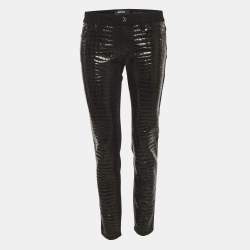 Pre Owned Just Cavalli Black Snakeskin Pattern Jersey Pants M
