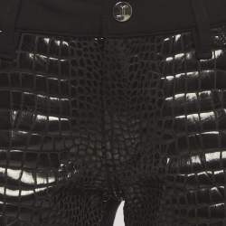 Pre Owned Just Cavalli Black Snakeskin Pattern Jersey Pants M