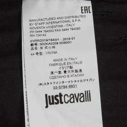 Pre Owned Just Cavalli Black Snakeskin Pattern Jersey Pants M
