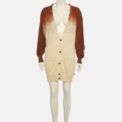 Pre Owned Just Cavalli Brown Printed Knit Cardigan M