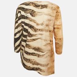 Pre Owned Just Cavalli Beige Snakeskin Print Jersey Long Sleeve Top M