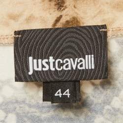 Pre Owned Just Cavalli Beige Snakeskin Print Jersey Long Sleeve Top M