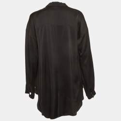 مملوكة مسبقًا Just Cavalli Black Satin Button Front Shirt M