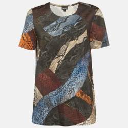 مملوكة مسبقًا Roberto Cavalli Multicolor Snakeskin Print Jersey T-Shirt M