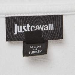 Pre Owned تيشيرت روبيرتو كافالي جيرسي أسود بطبعة زهور مقاس كبير