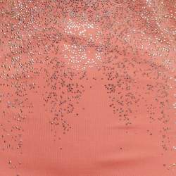 Pre Owned Just Cavalli Salmon Pink Embellished Jersey Evening Dress M
