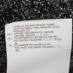 Pre Owned Just Cavalli Silver/Black Lurex Knit Ruffled Lace-Up Top L