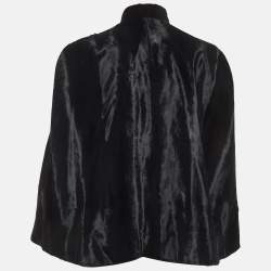 Pre Owned Just Cavalli Black Velvet Vest Trim Cape Jacket M