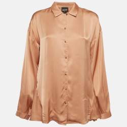 Pre Owned Just Cavalli Beige Satin Button Front Shirt M