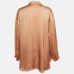 Pre Owned Just Cavalli Beige Satin Button Front Shirt M