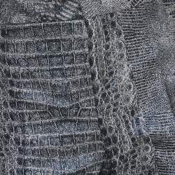 Pre Owned Just Cavalli Blue Snakeskin Jacquard Lurex Trousers M