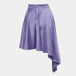 Pre Owned Just Cavalli Purple Satin Asymmetric Skirt M