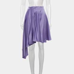 Pre Owned Just Cavalli Purple Satin Asymmetric Skirt M
