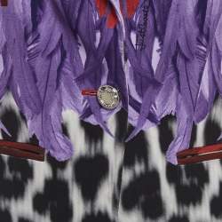 Pre Owned Just Cavalli Red Printed Crepe Blazer M