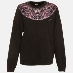 Pre Owned Just Cavalli Black Printed Cotton Sweatshirt M