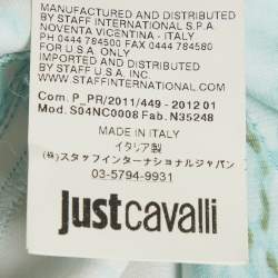 Pre Owned Just Cavalli Green Snakeskin Print Satin Sleeveless Top and Maxi Skirt Set M