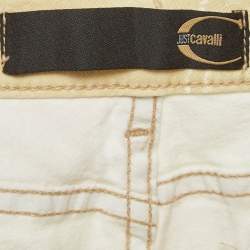 مملوكة مسبقًا بنطلون جينز بوت كات بنقشة بيسلي دينم أصفر باستيل جست كافالي مقاس وسط 28 إنش